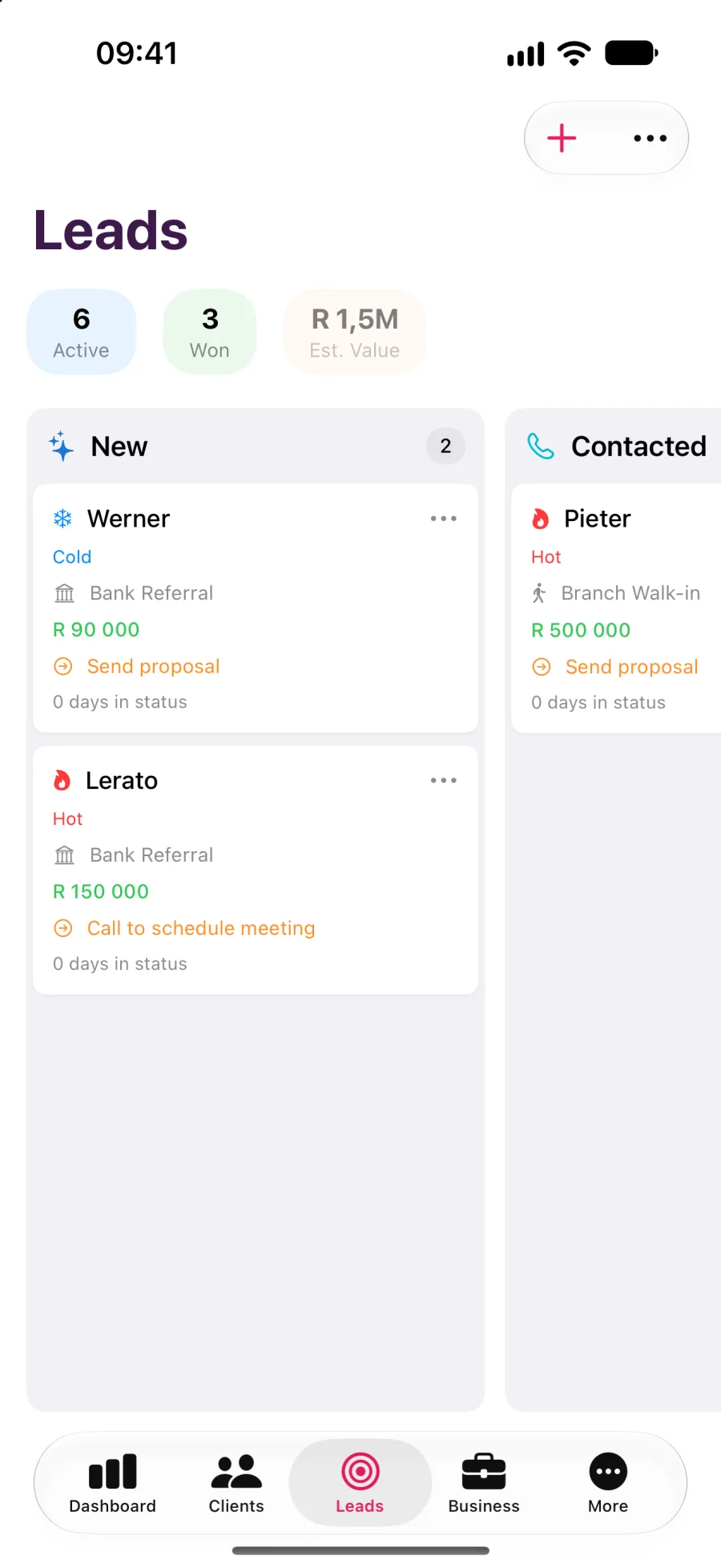 The ClientOS screen for: Log your first piece of work